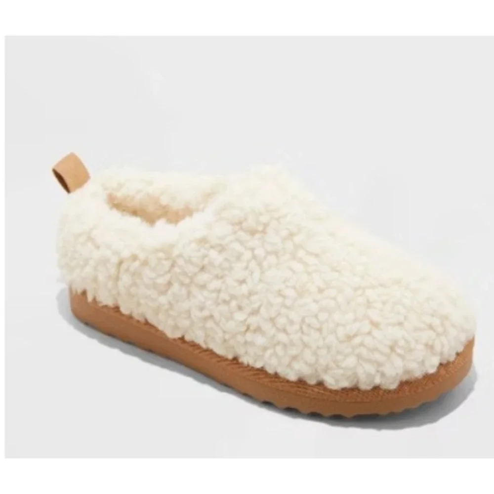 Little Girl Slippers by Cat & Jack Faux Shearling Beige Size 1 New With Tags